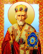 Алмазная мозаика на подрамнике KiKi "Николай Чудотворец" 40*50, частичная выкладка.