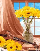 Картина по номерам на холсте 40х50 на подрамнике. "Солнечная мелодия".