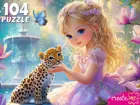 Пазлы классические для детей "Принцесса с маленьким леопардом". 104 элемента.
