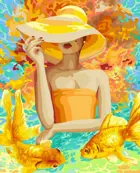 Картина по номерам на холсте 40х50 на подрамнике. "Золотые рыбки".