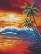 Алмазная мозаика на подрамнике KiKi "Закат" 30*40, полная выкладка.
