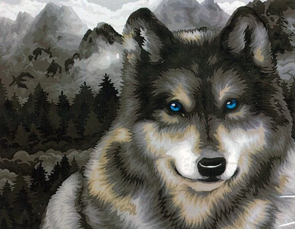 Набор для творчества "Рисование по номерам на холсте". Волк в туманном лесу. 40*50