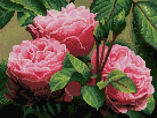 Алмазная мозаика на подрамнике KiKi "Садовые розы" 30*40, полная выкладка.
