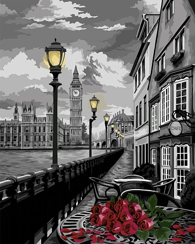 Картина по номерам на холсте 40х50 на подрамнике. "Романтика Лондона".