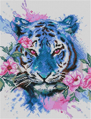 Алмазная мозаика на подрамнике KiKi "Акварельный тигр" 30*40, полная выкладка.